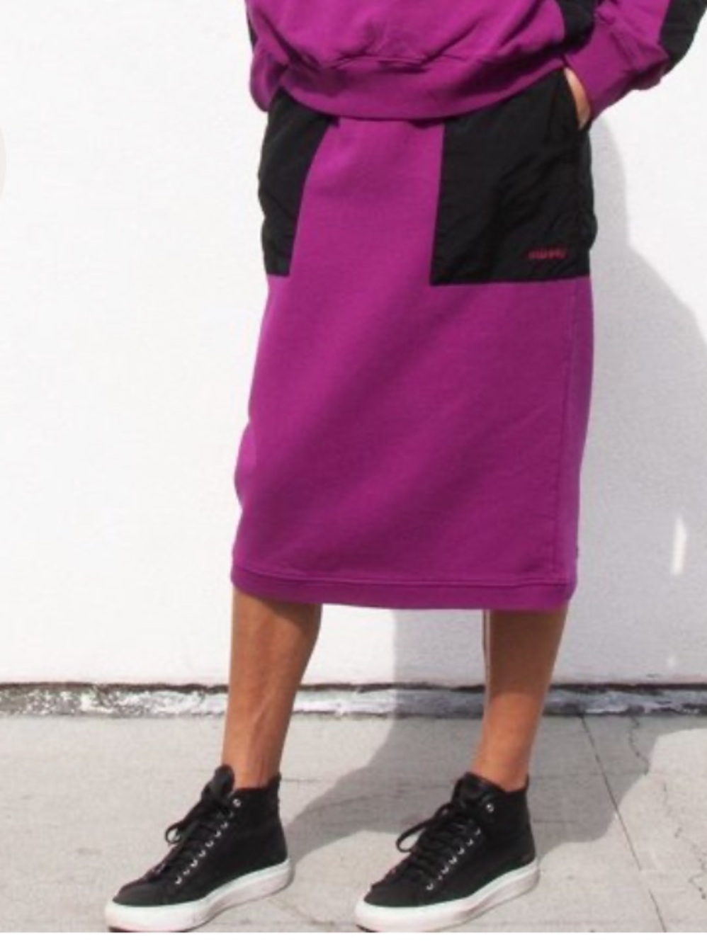 Stussy Midi Skirt with Pink Waistband